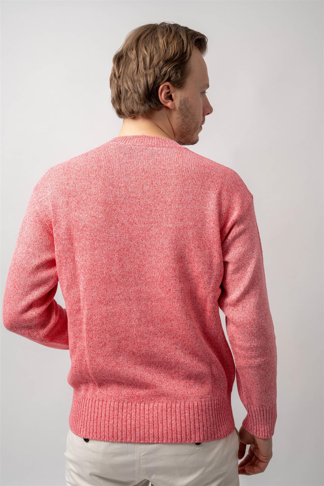 Knitted Cotton Crew Neck Pink