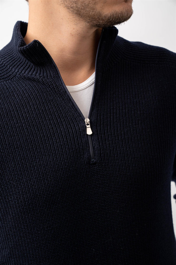 Half Zip Rain Wool - Navy