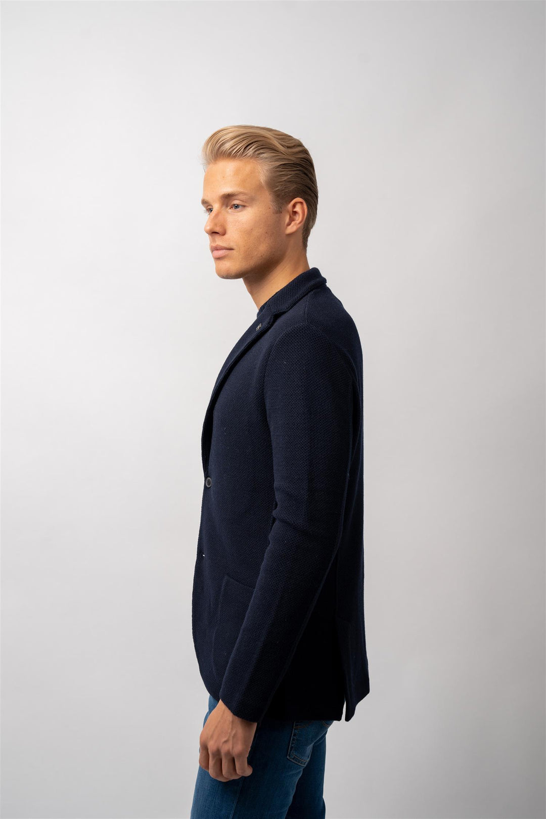 Pearl Knitted Blazer - Navy