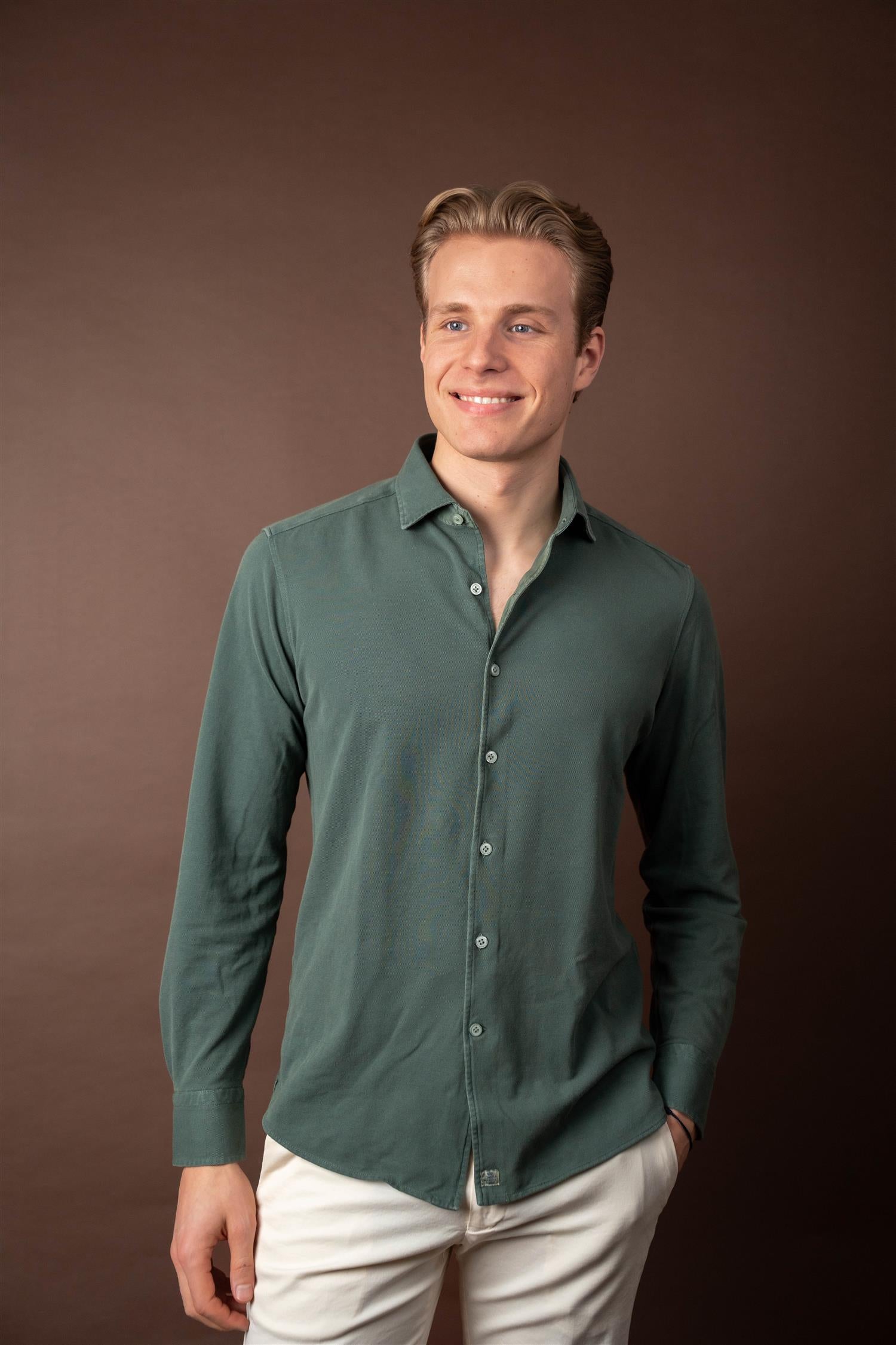 Long-sleeved Pique - Olive