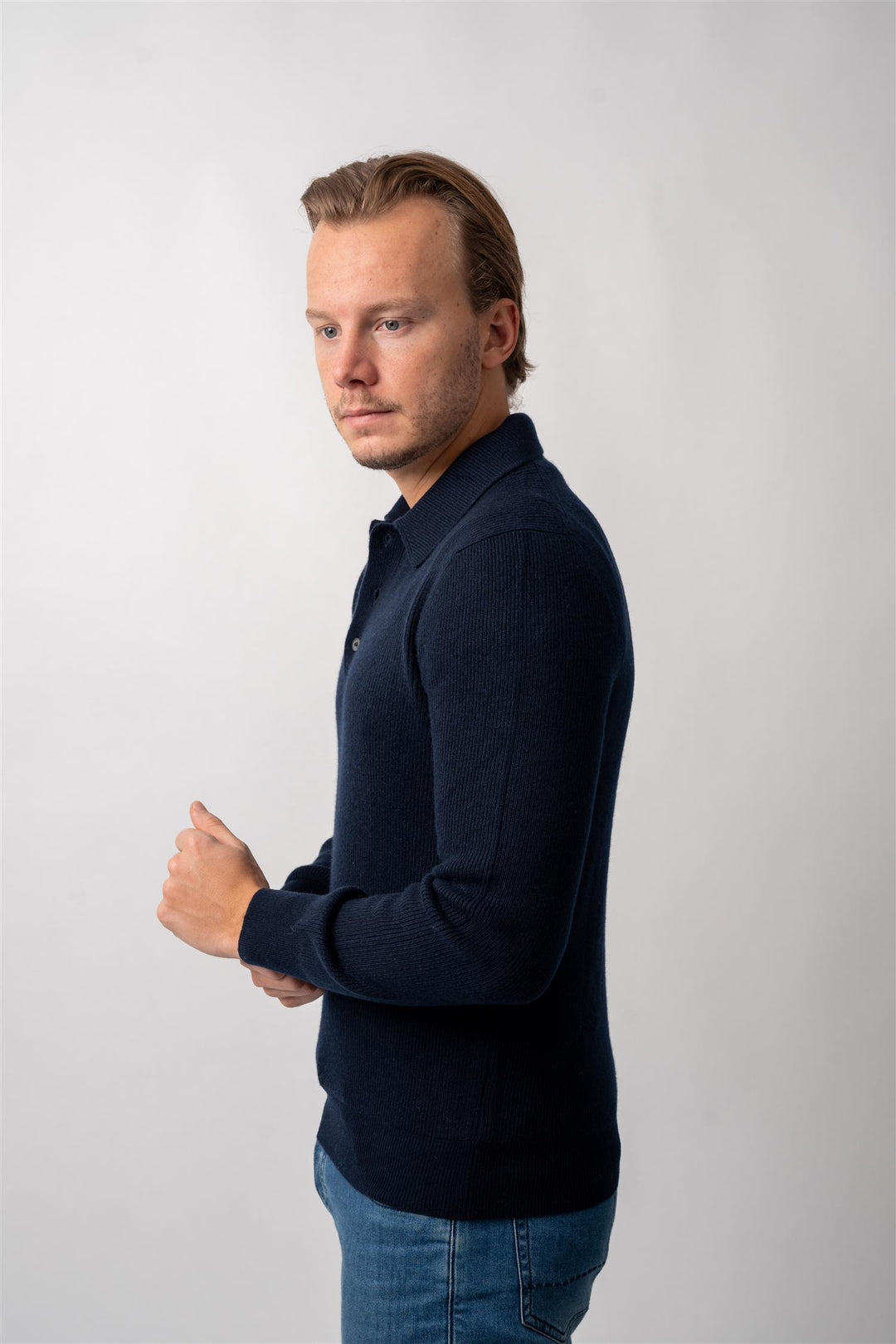 Polo Long Sleeve Cashmere - Navy