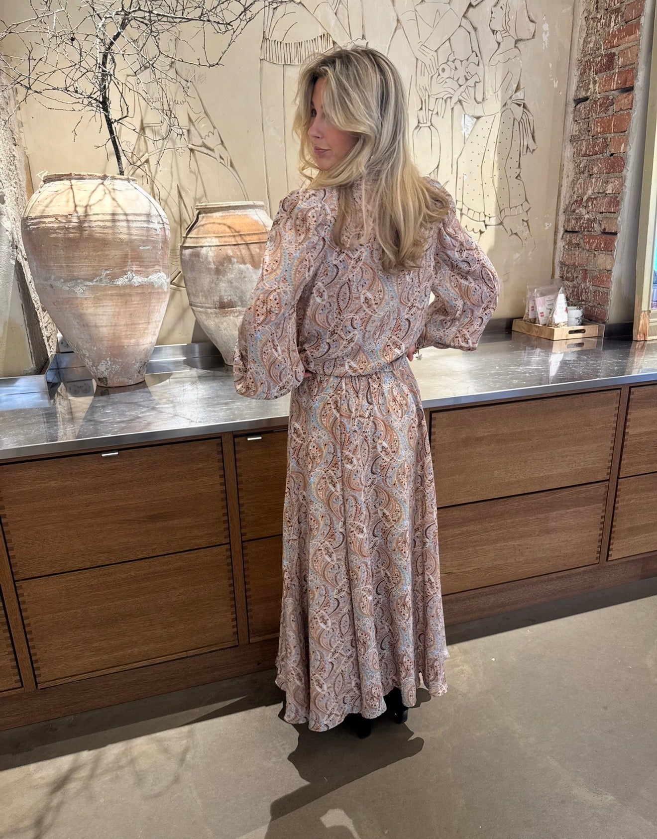 Striped Organza Maxi Skirt Delicate Paisley