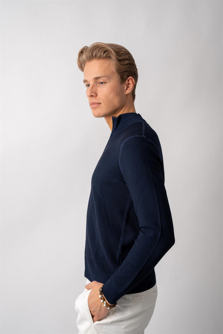 Full Zip Merino Knitted - Navy