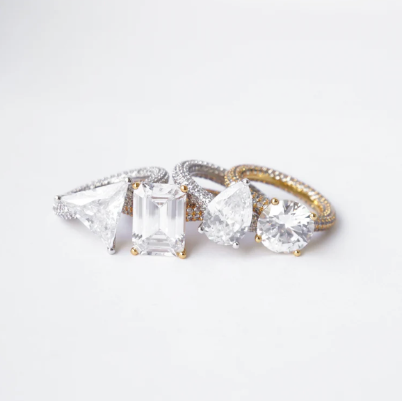 Mega Triangle Ring White Silver