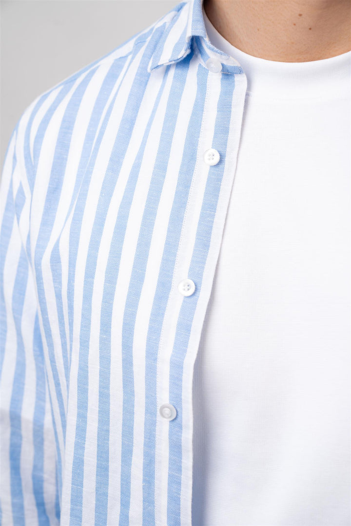 Linen Striped - Light blue