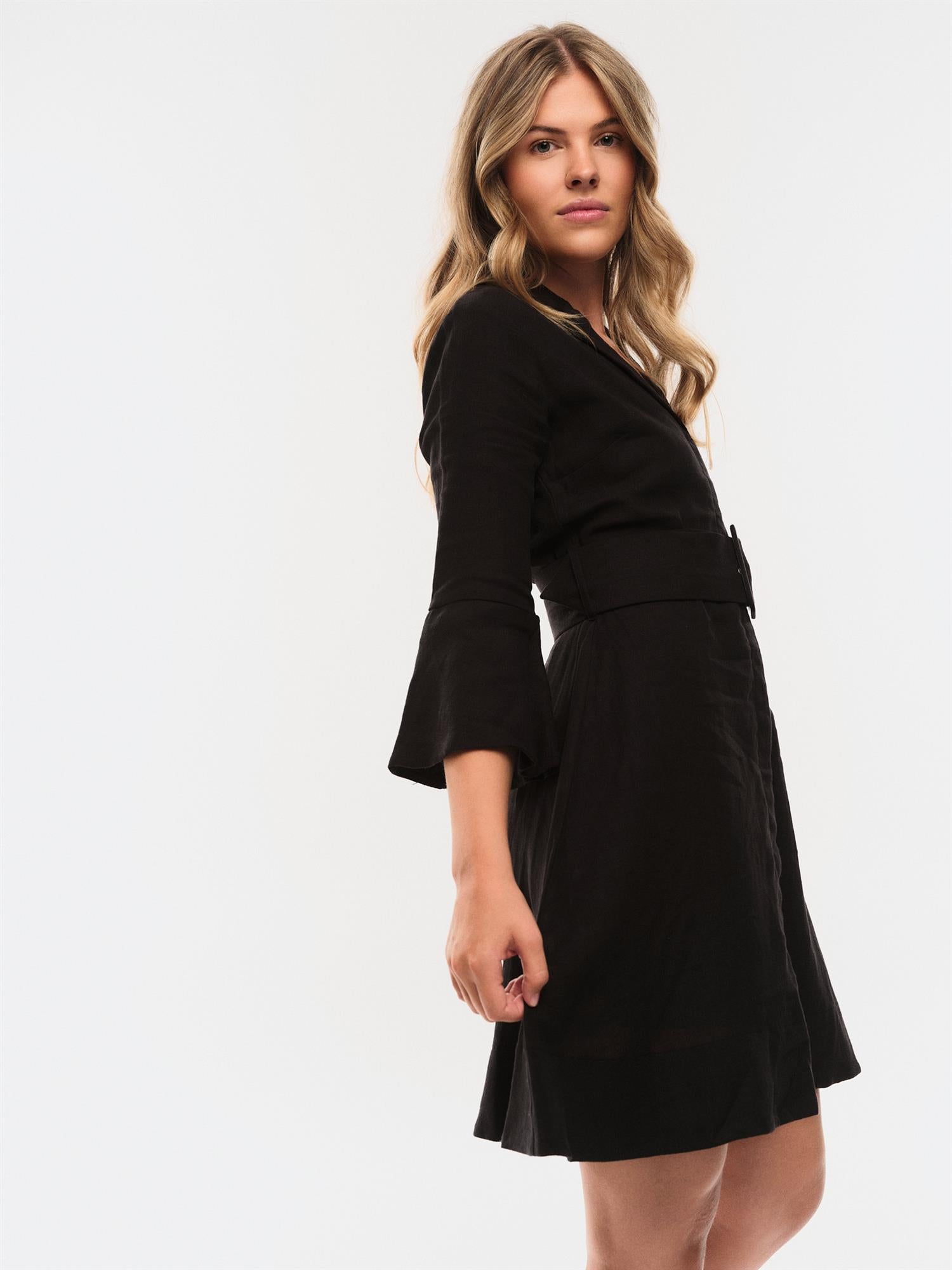 Astrid Linen Dress Black