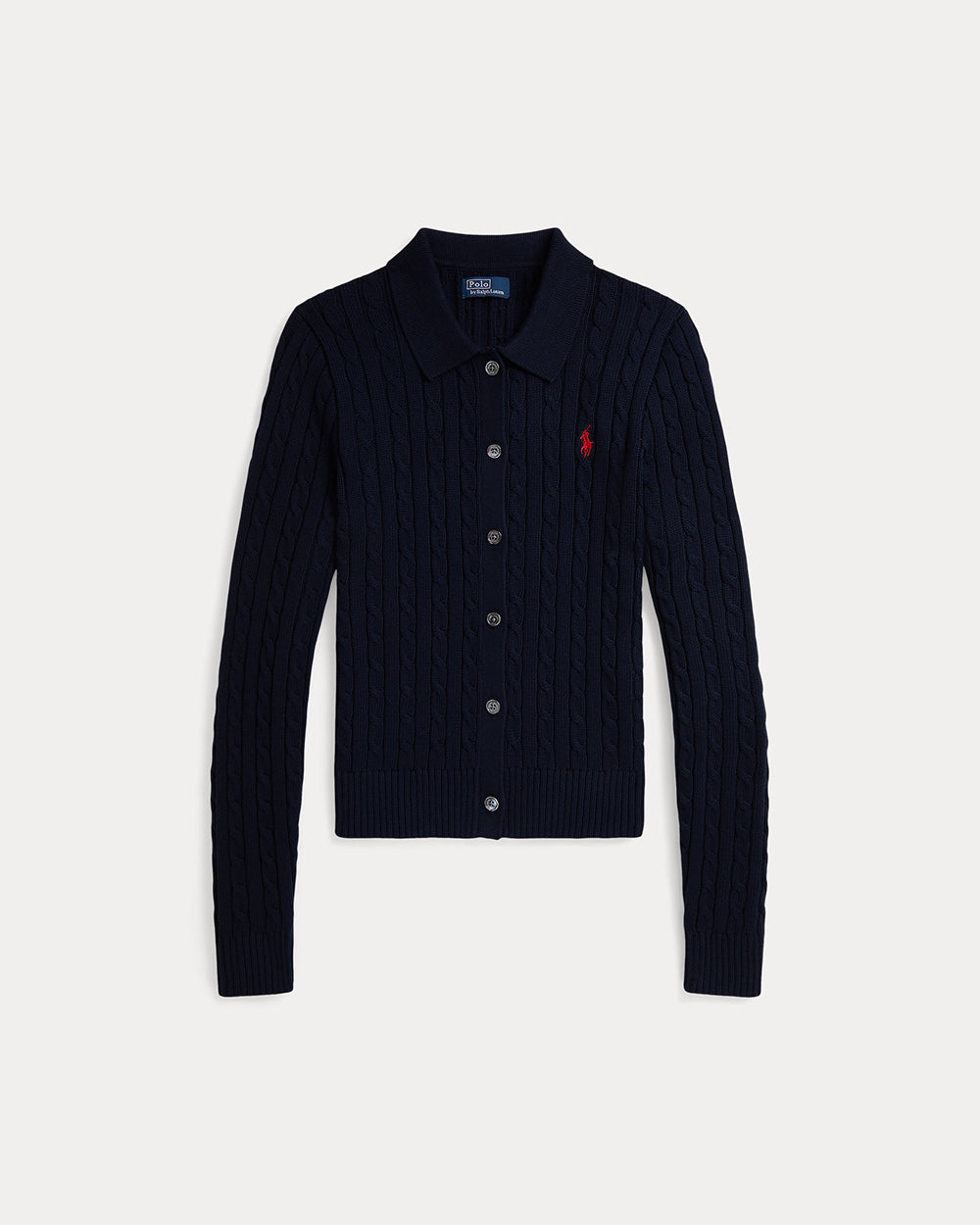 Cable Knit Cotton Cardigan Hunter Navy