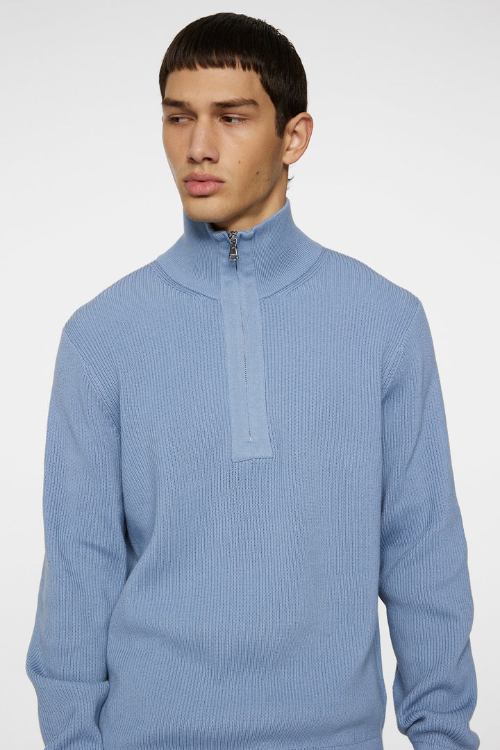 Alex Half Zip Knitted - Light Blue