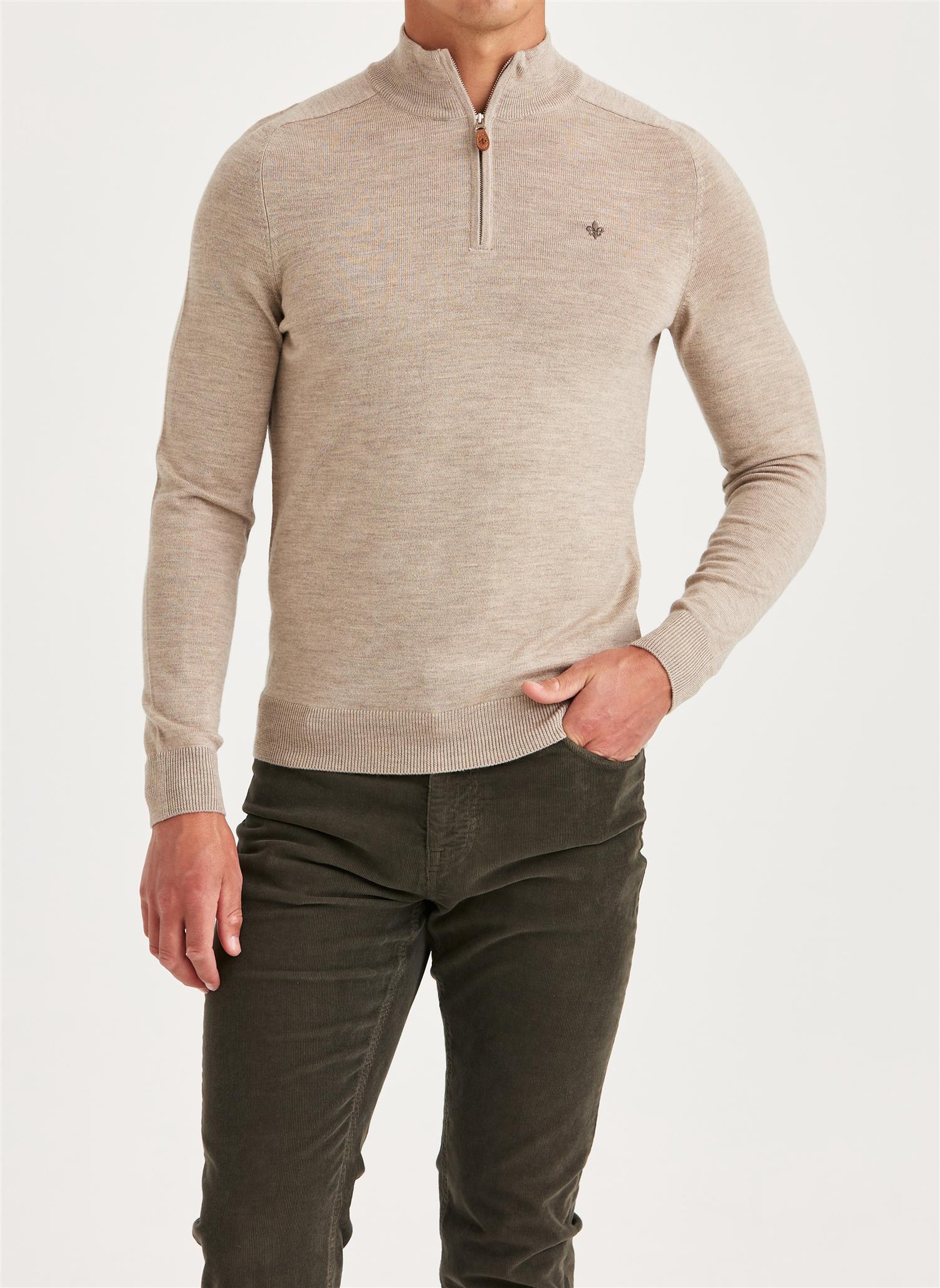 Merino John Zip - Khaki