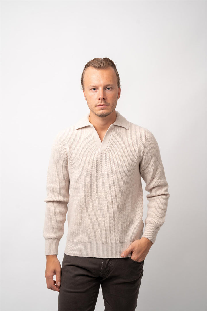 Tennis Polo Long Sleeve Wool - Cream