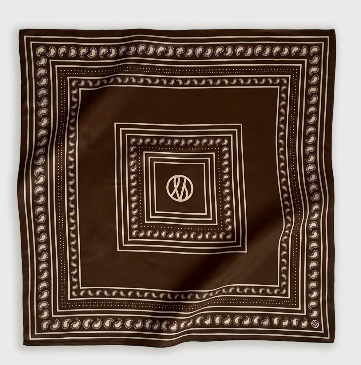 Paisley Scarf/ Mocha Mousse & cream (50cm)