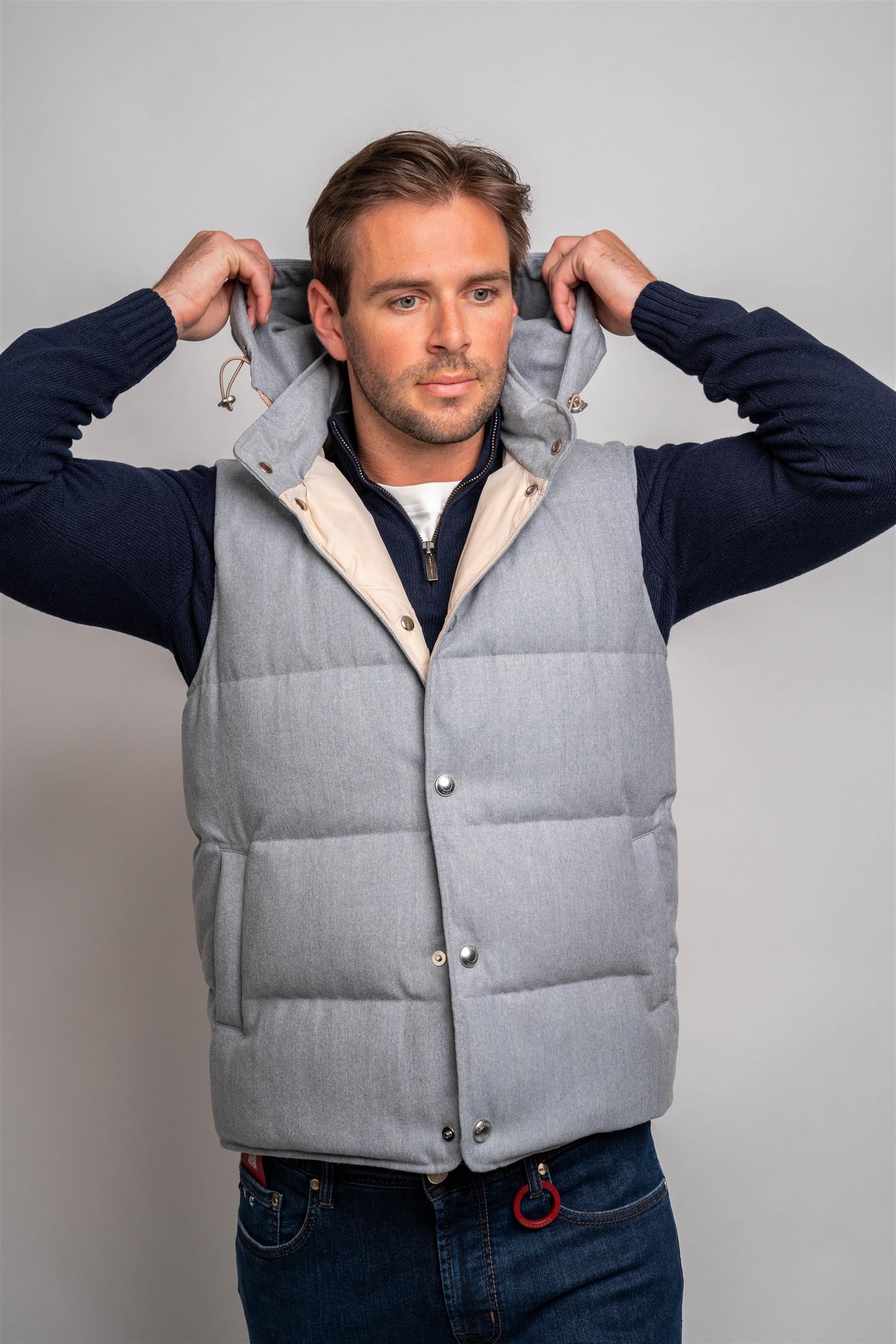 Gilet With Hood - Light Blue
