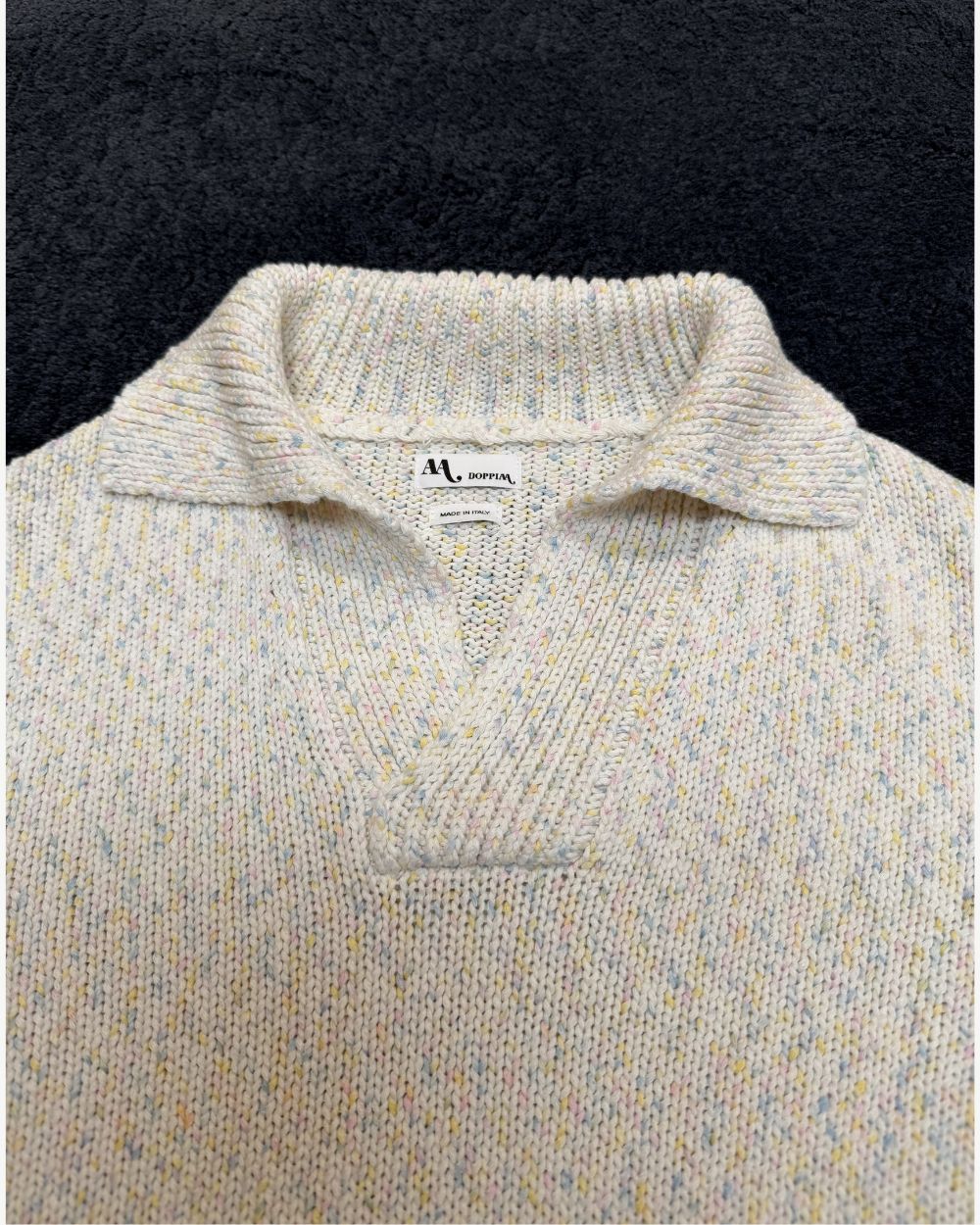 Long Sleeve Knitted Polo - Panna