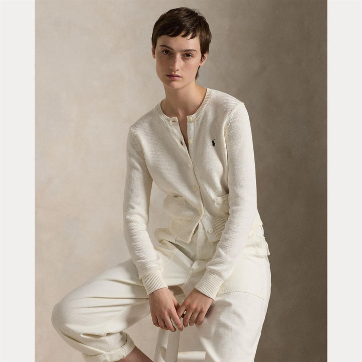 COTTON CREWNECK CARDIGAN