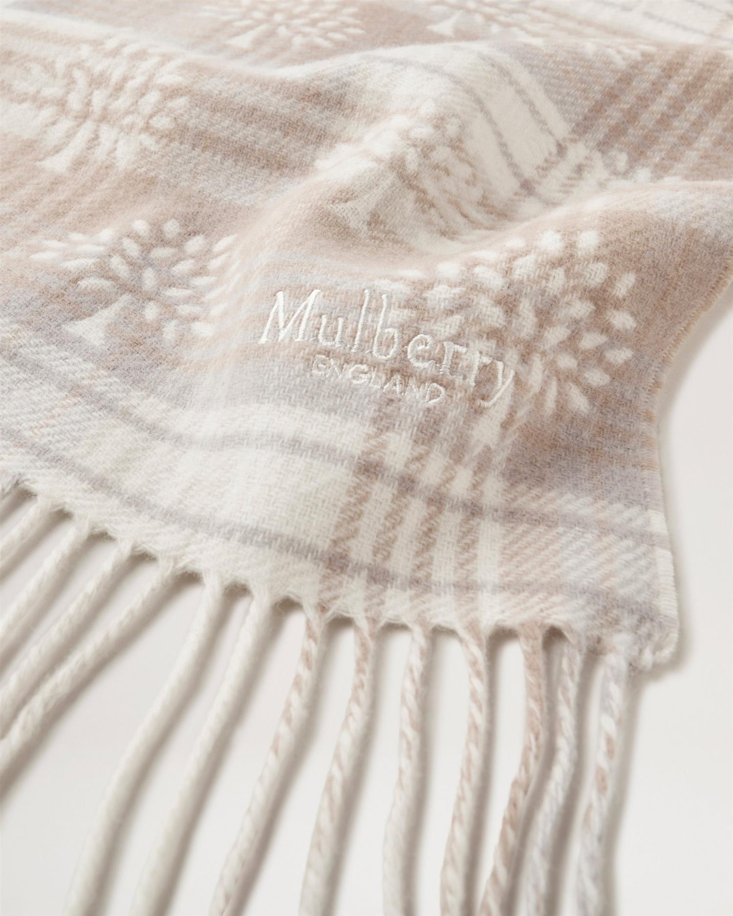 Mulberry Heritage Check & Tree Scarf 200 x 30 cm
