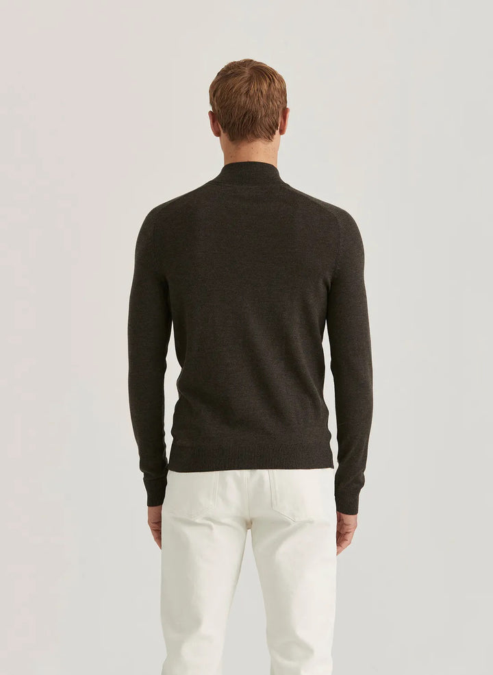 Merino John Zip 88 Mørkebrun