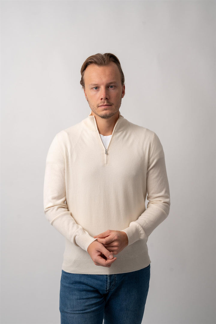 Half Zip - Cashmere - White