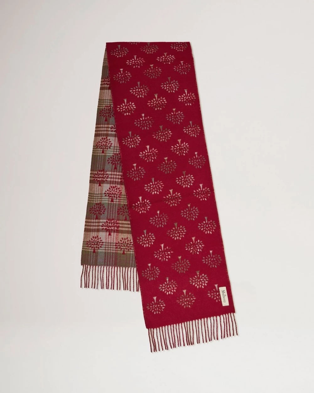 Mulberry Heritage Check & Tree Scarf Moss