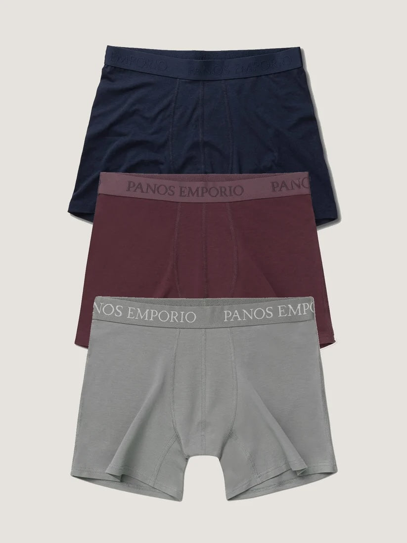 3PK Boxer Bamboo - Navy/Nickel/Wine Red