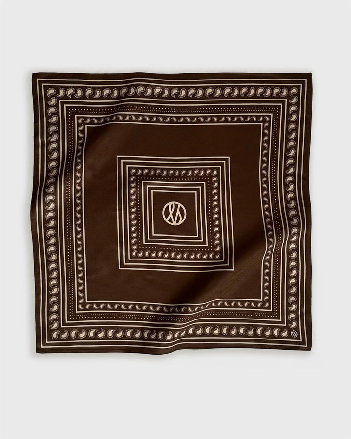 Paisley Scarf Mocha Mousse & Cream 50x50
