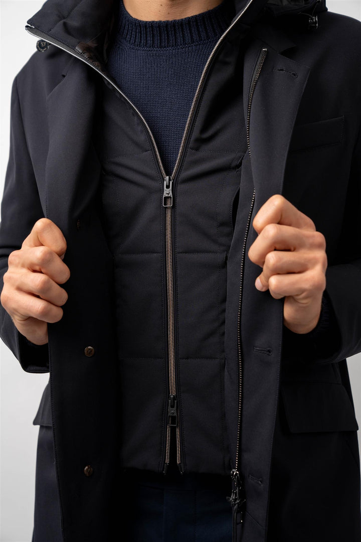 Down Coat Hood Navy