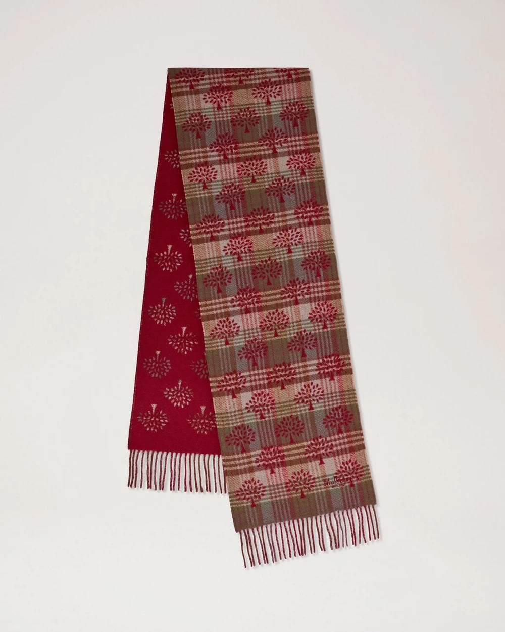 Mulberry Heritage Check & Tree Scarf Moss