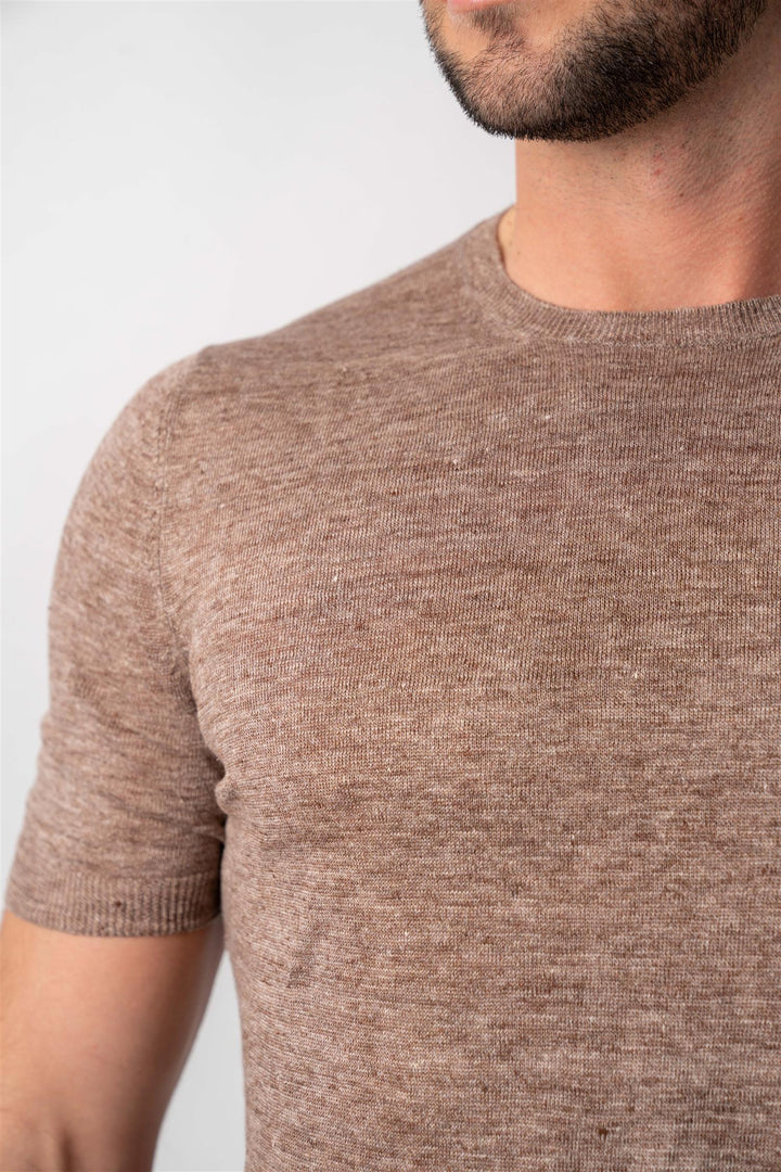 Knitted Linen T-shirt - Taupe