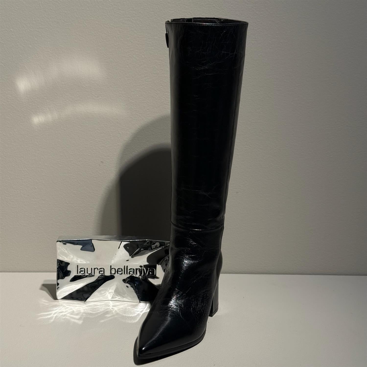 Laura Bellariva Pointed Knee-High Boot Black