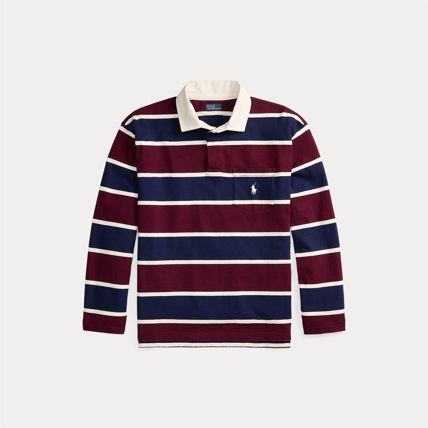 Oversize Cotton Rugby Shirt - Harvard Wine Multi