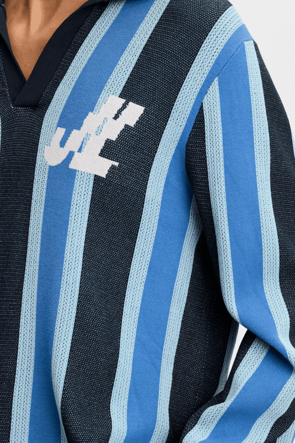 Silas Stripe Polo Knit - Navy