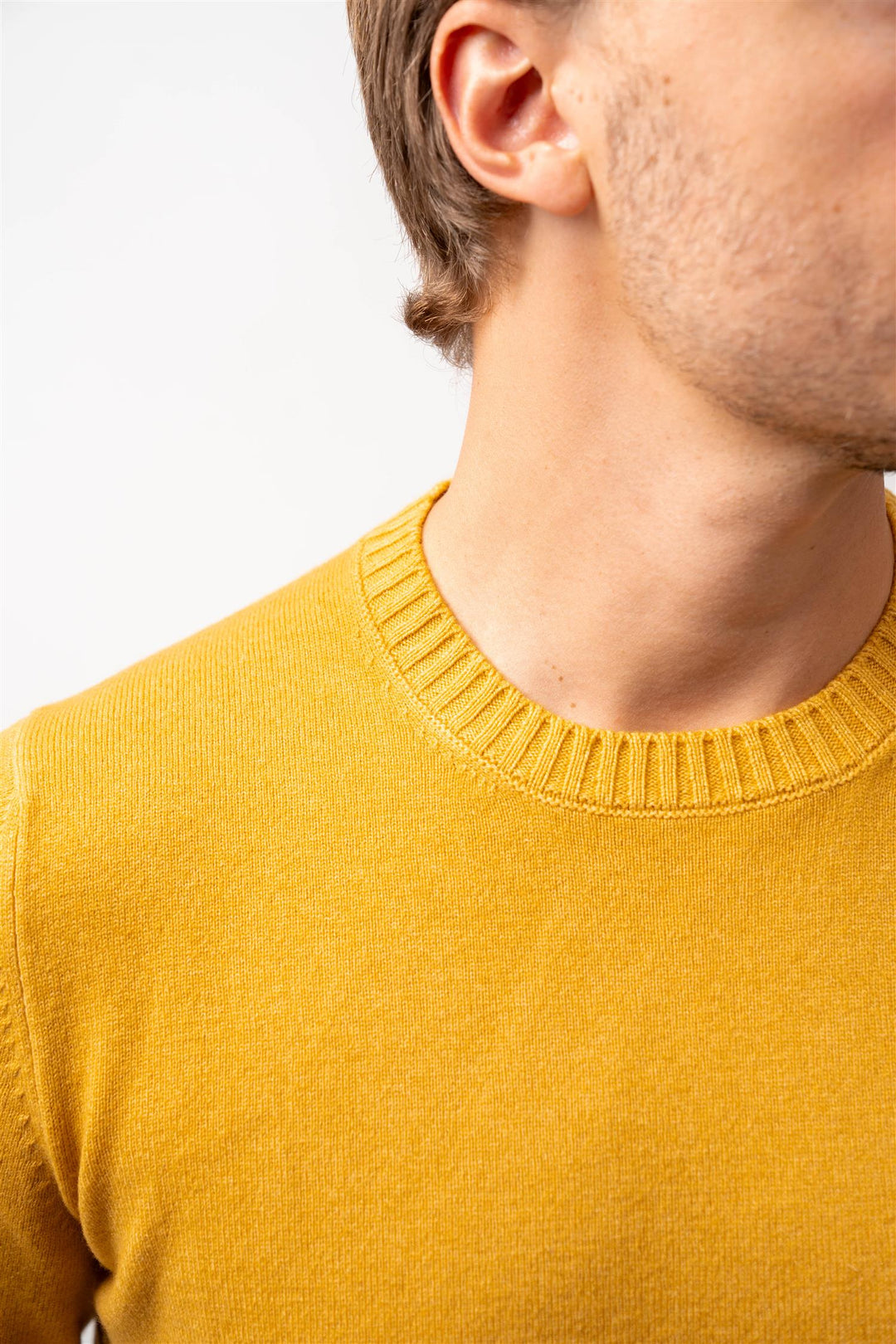 Crew Neck Cashmere - Wool -  Yellow