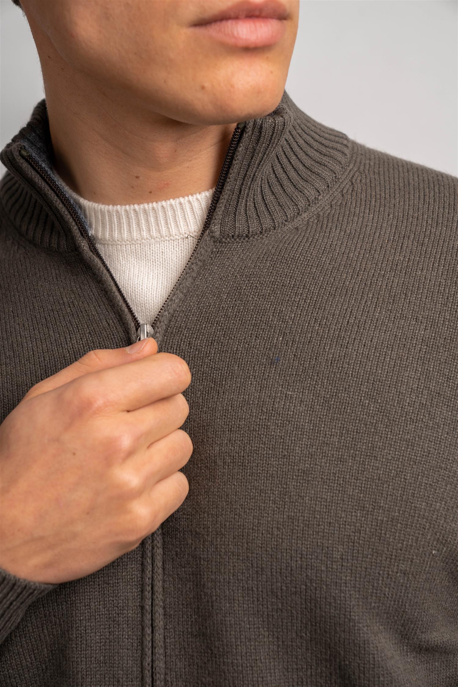 Full Zip Cashmere - Taupe