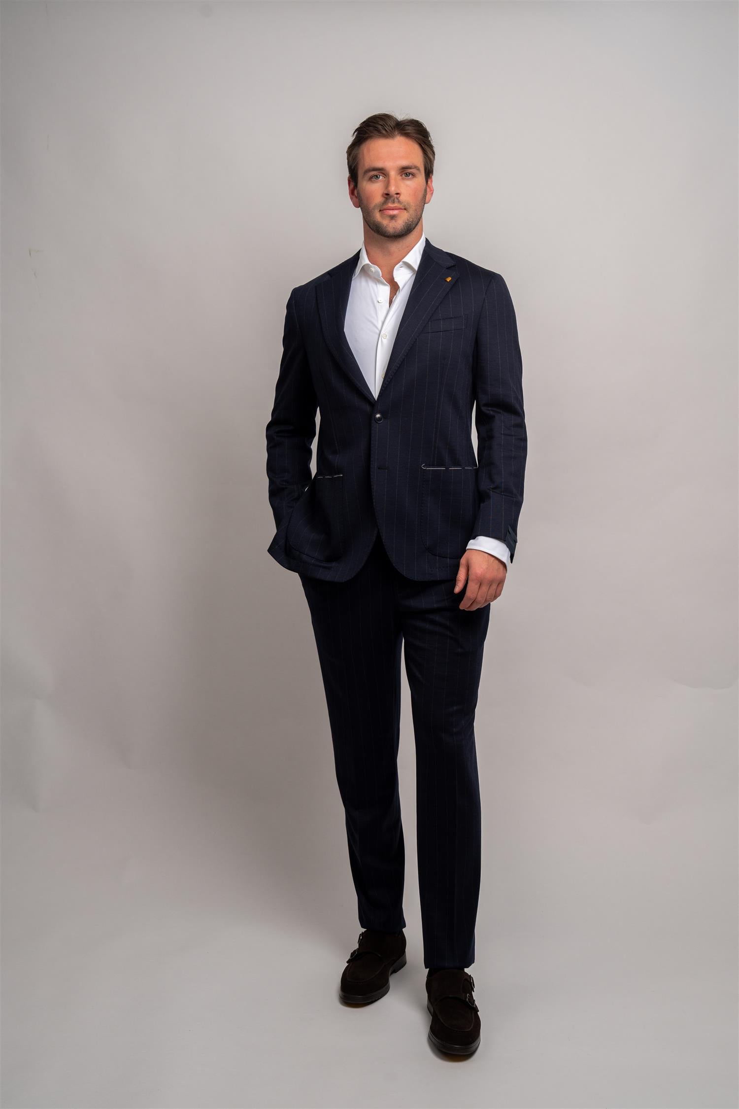 Loro Piana Jersey Suit Pinstripe - Navy