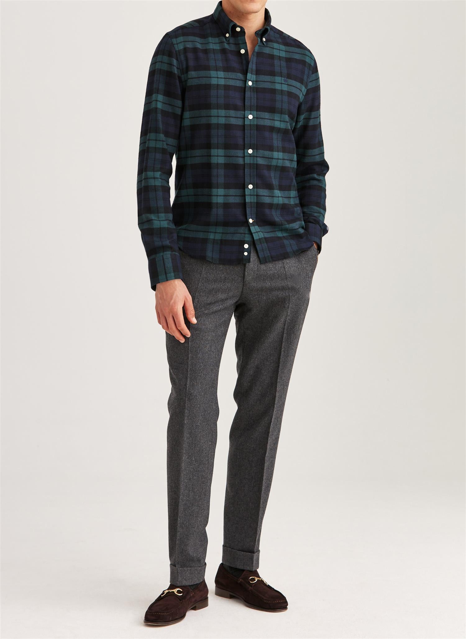 Soft Twill Tartan Shirt - Navy