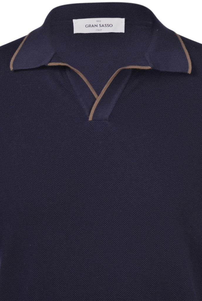 Knitted Pique Shirt - Navy
