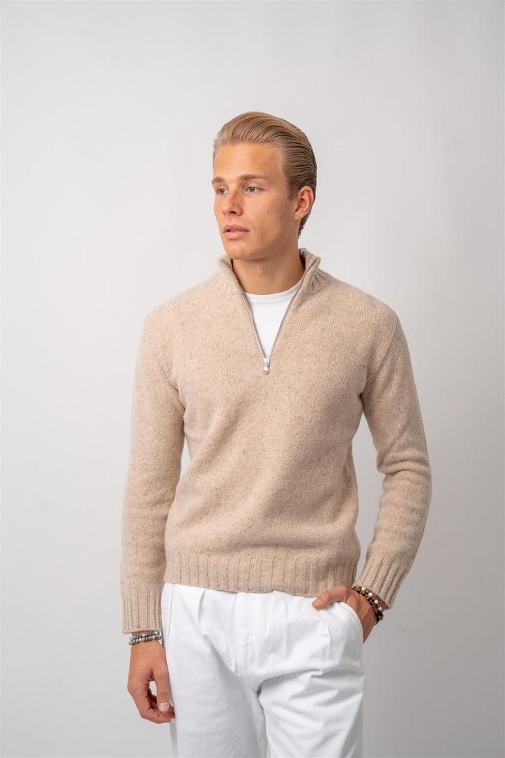 Chunky Knit Half Zip - Sand