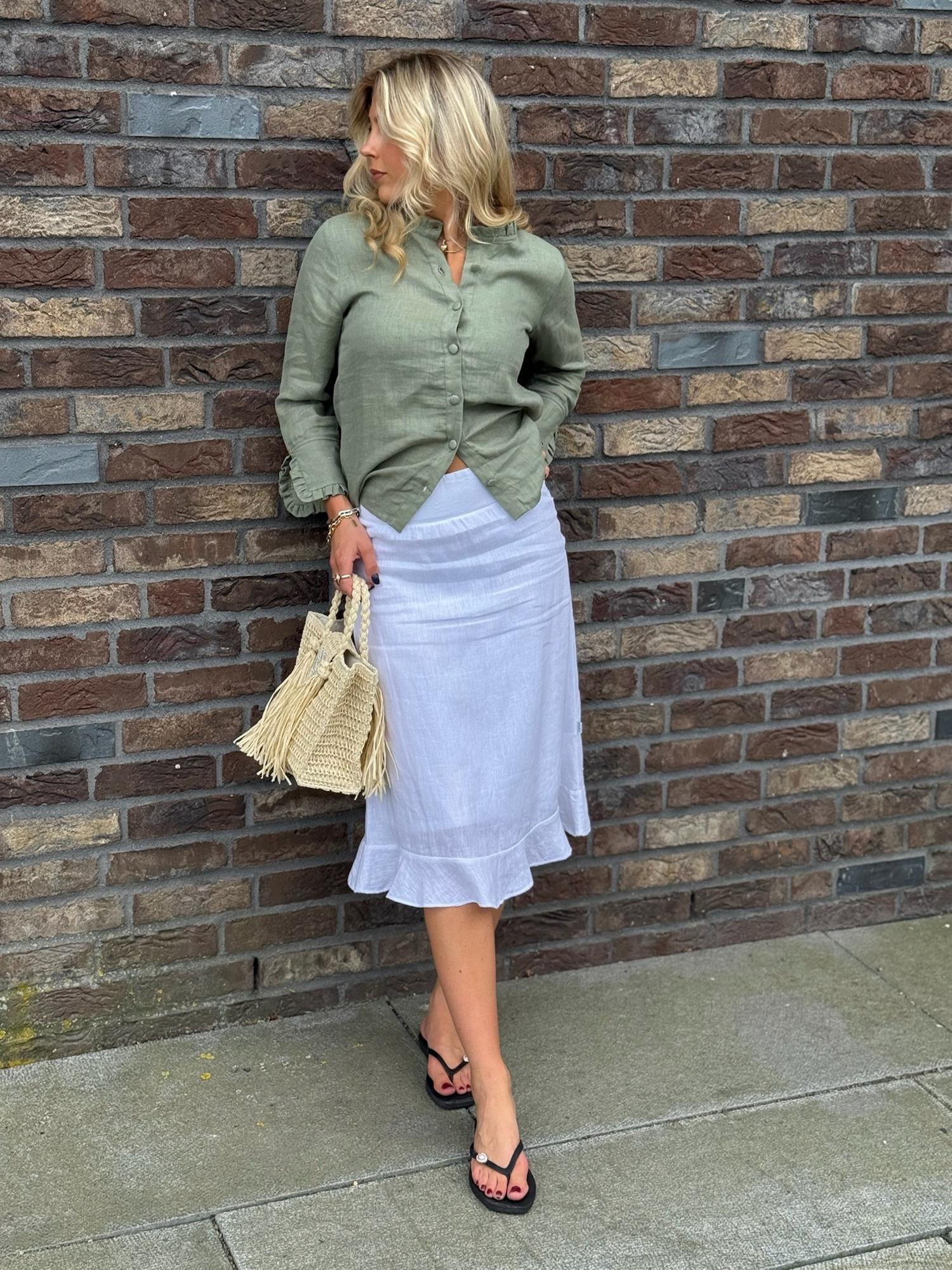Franca Linen Skirt White