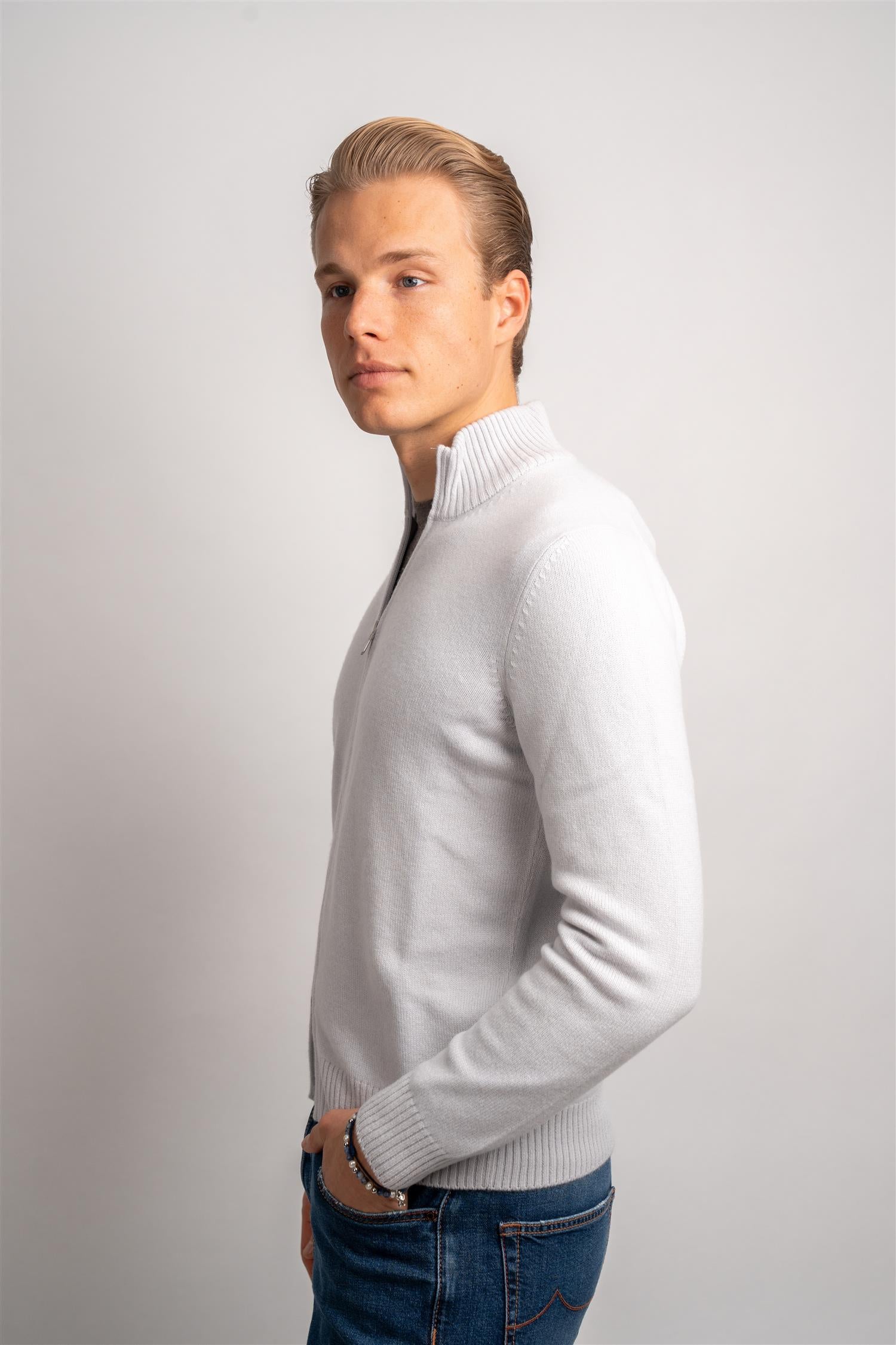 Full Zip Cashmere - Grey