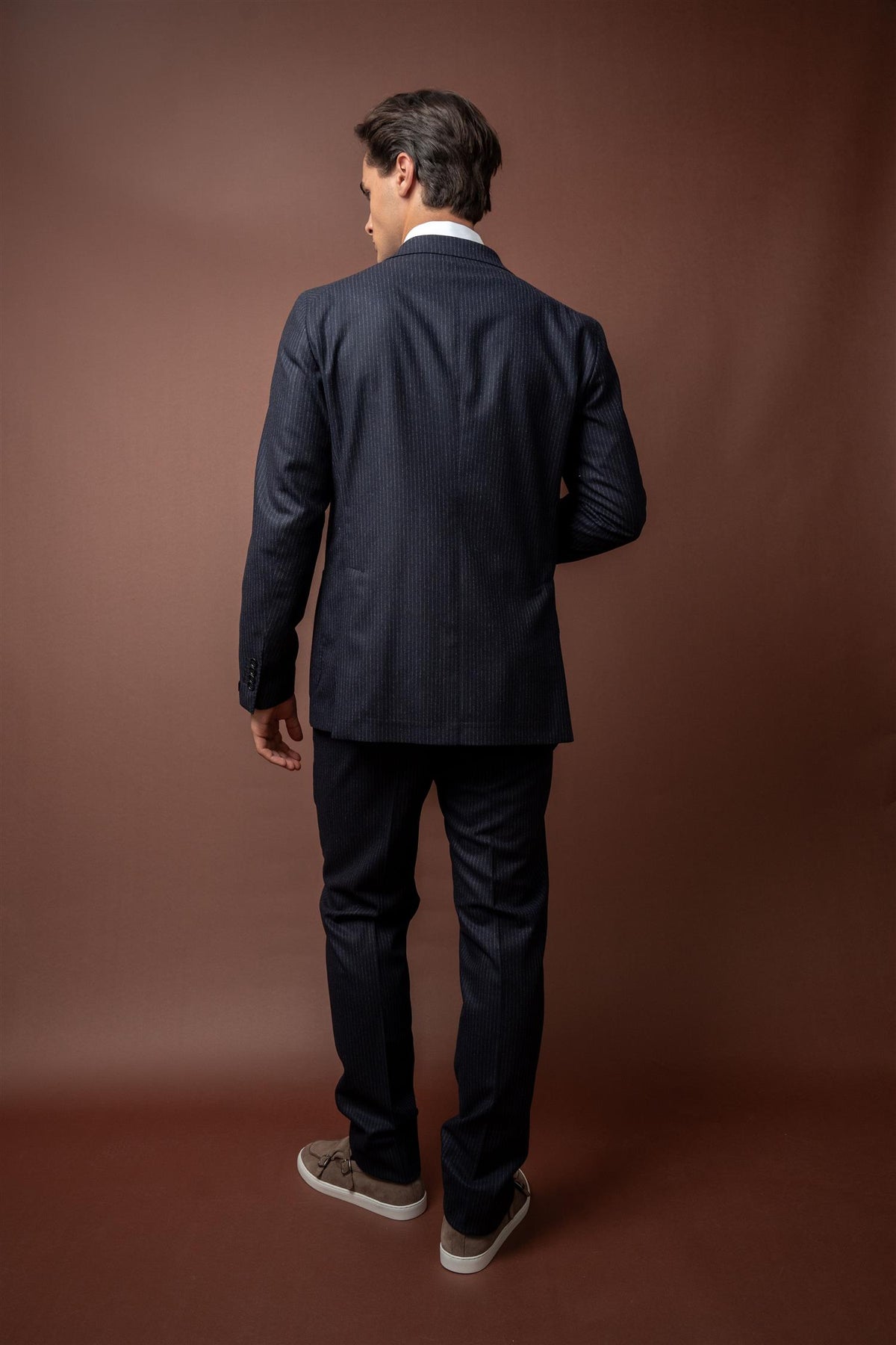 Striped Flannel Suit - Navy