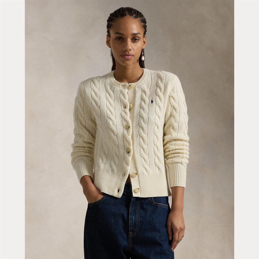 CABLE-KNIT WOOL-CASHMERE CARDIGAN