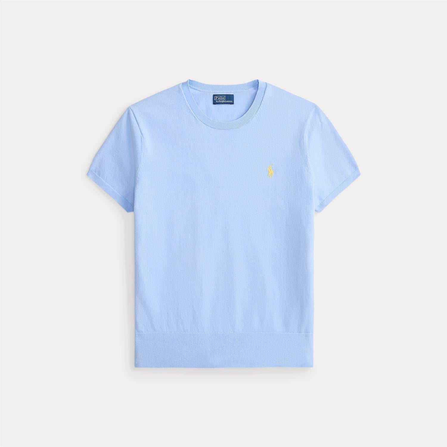 Short-Sleeve Crewneck Sweater Baby Blue