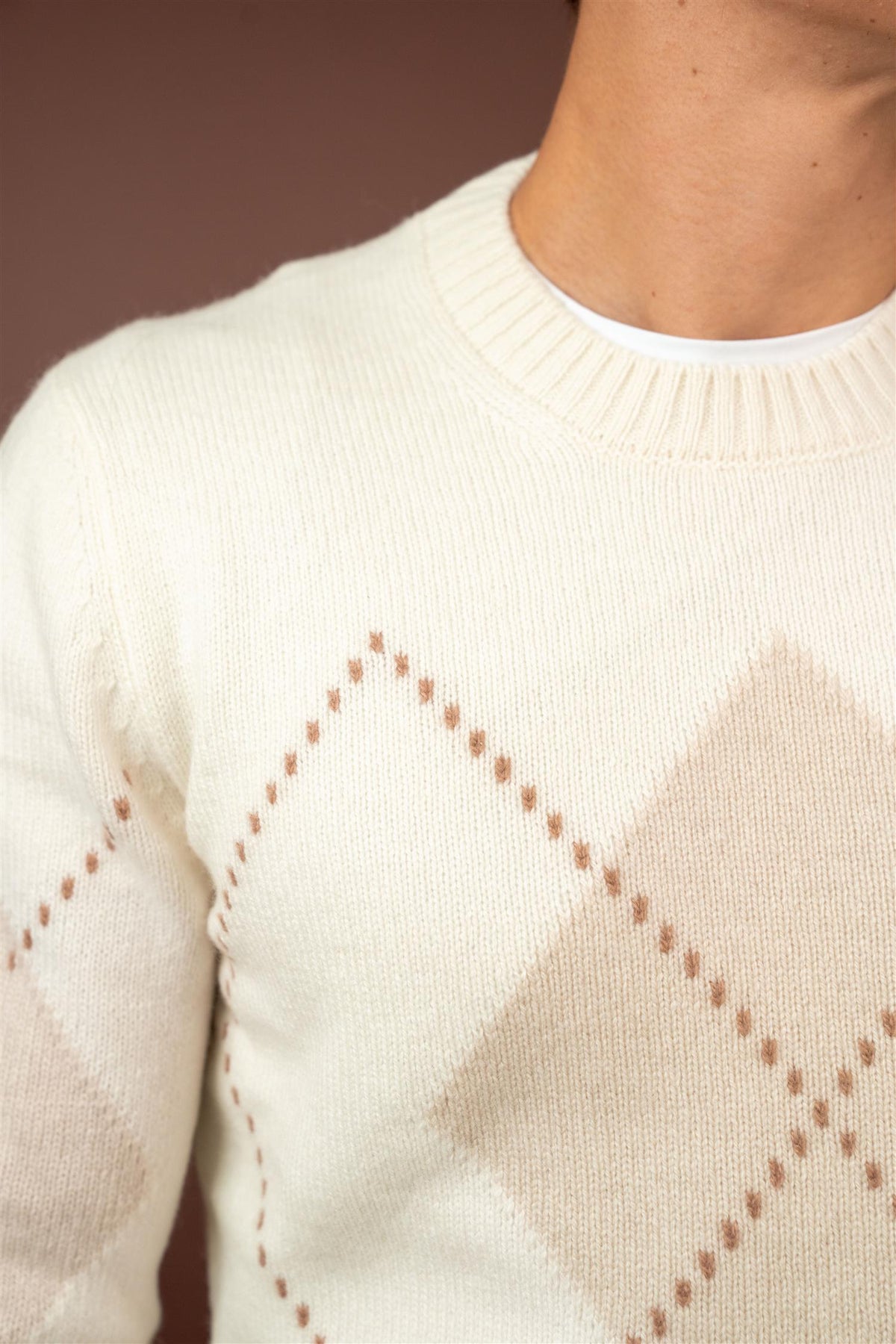 Argyle Crewneck Cashmere - Off White