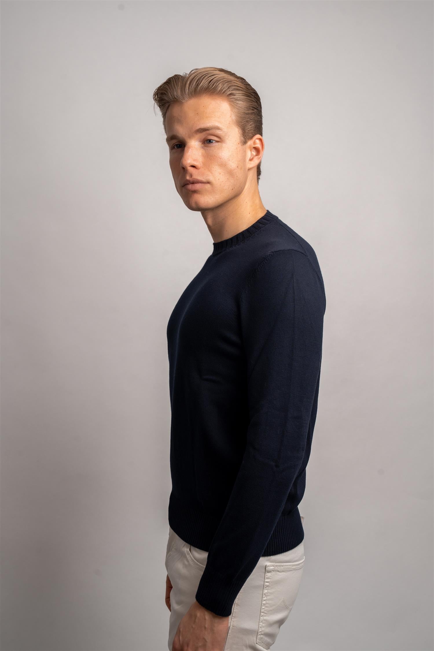Cotton Crewneck - Navy