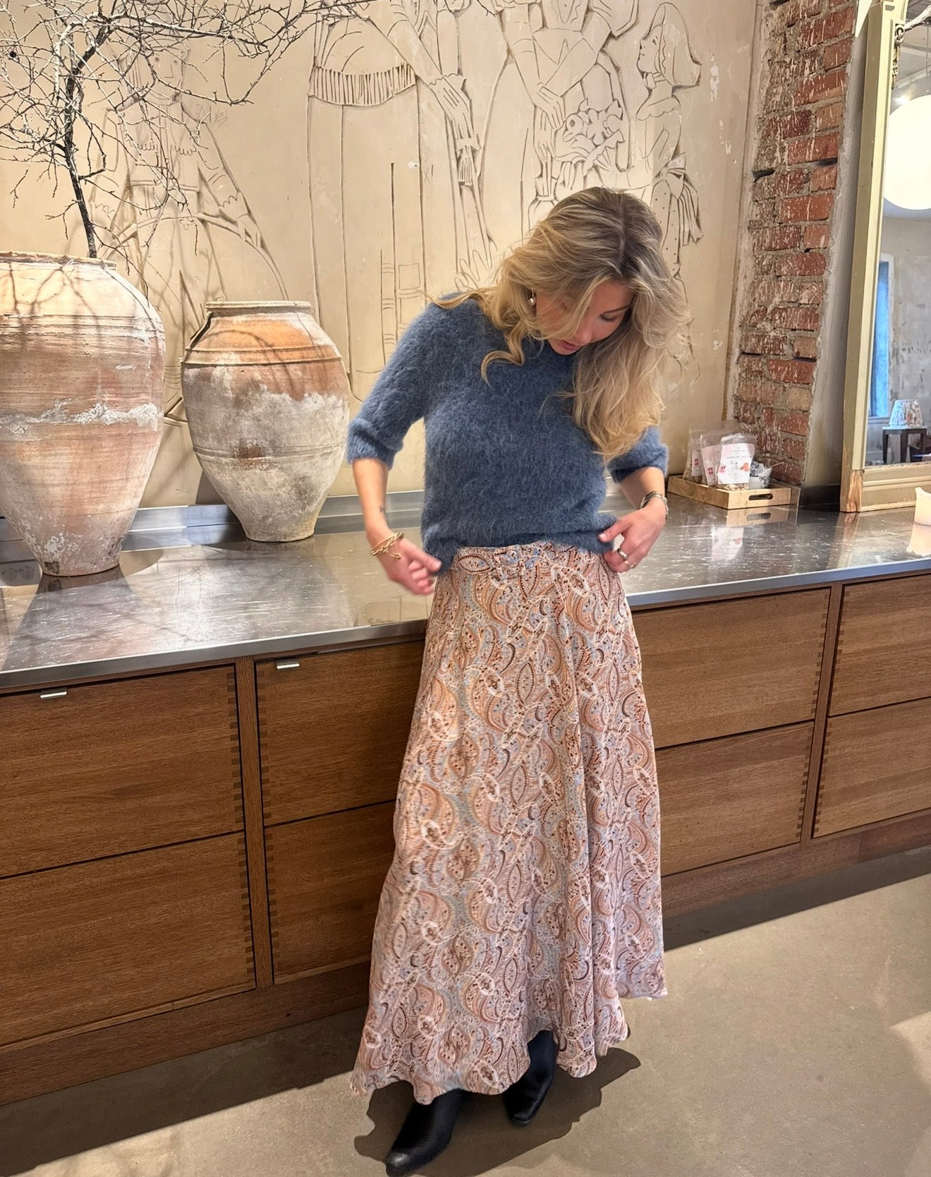 Striped Organza Maxi Skirt Delicate Paisley