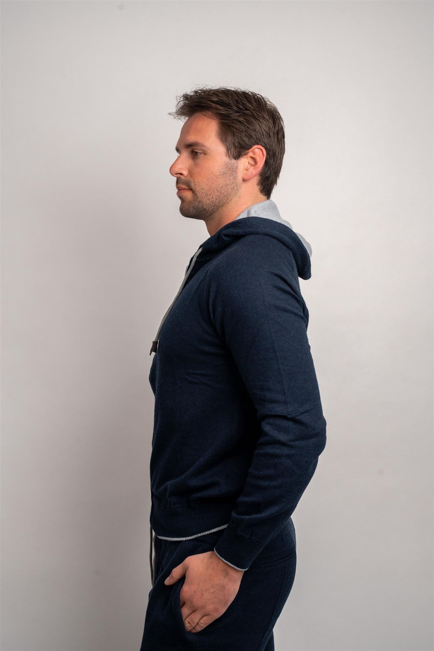 Cashmere / Cotton Hoodie - Navy