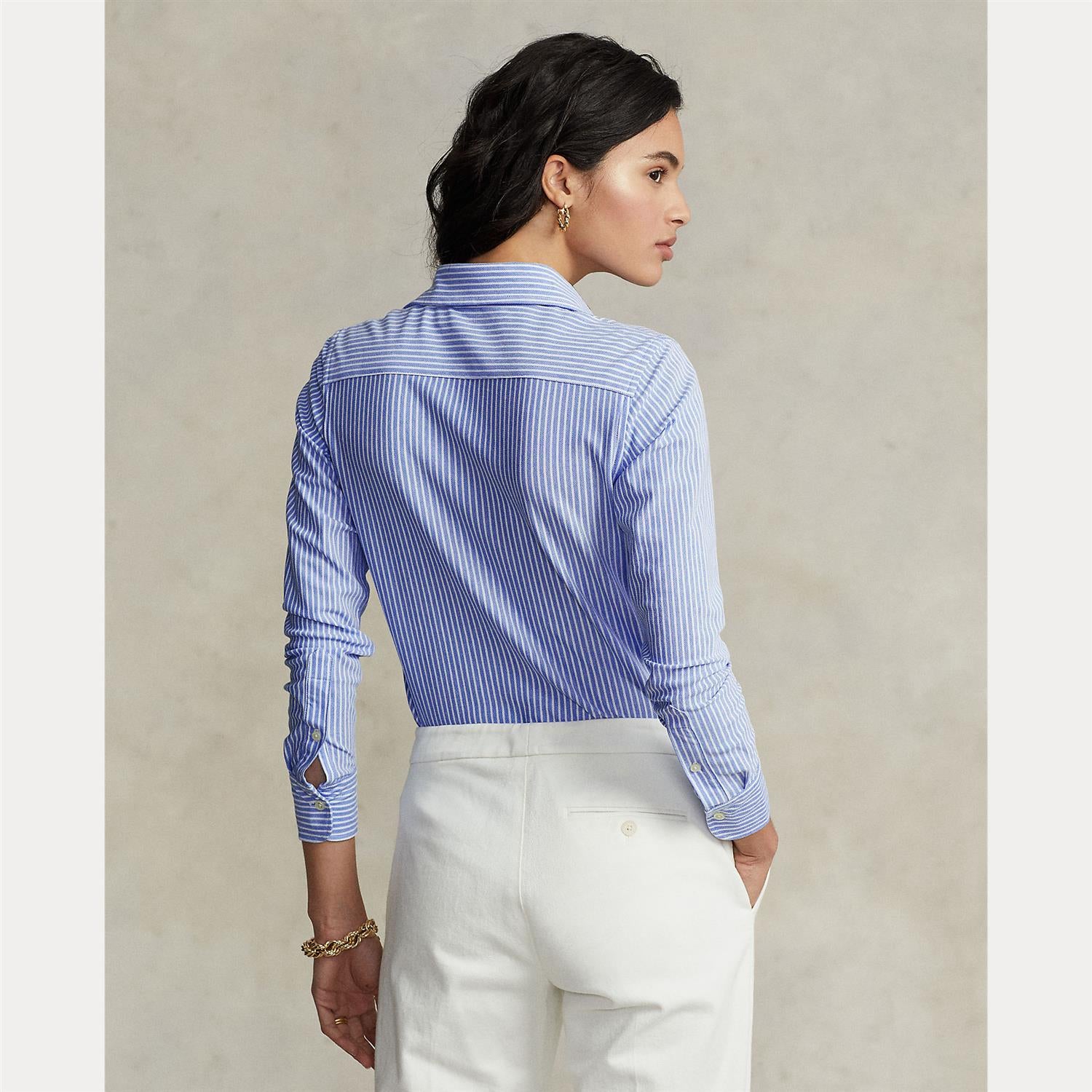 Striped Knit Oxford Shirt Blue/White