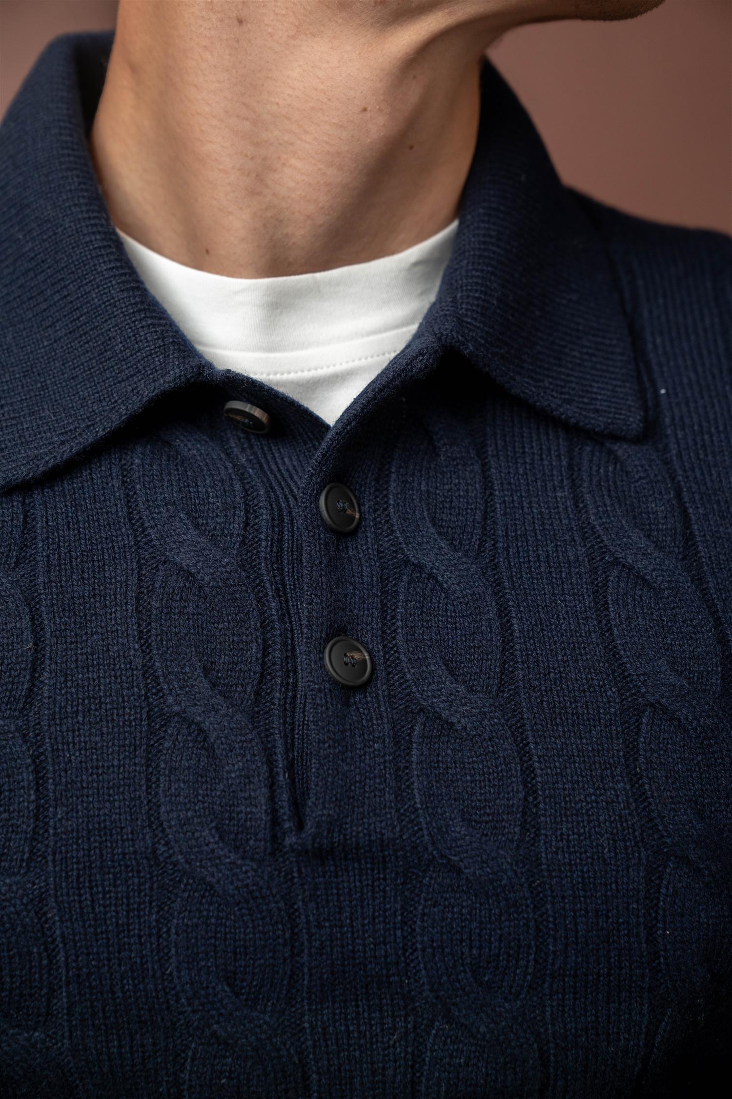 Cable Tennis Polo - Navy