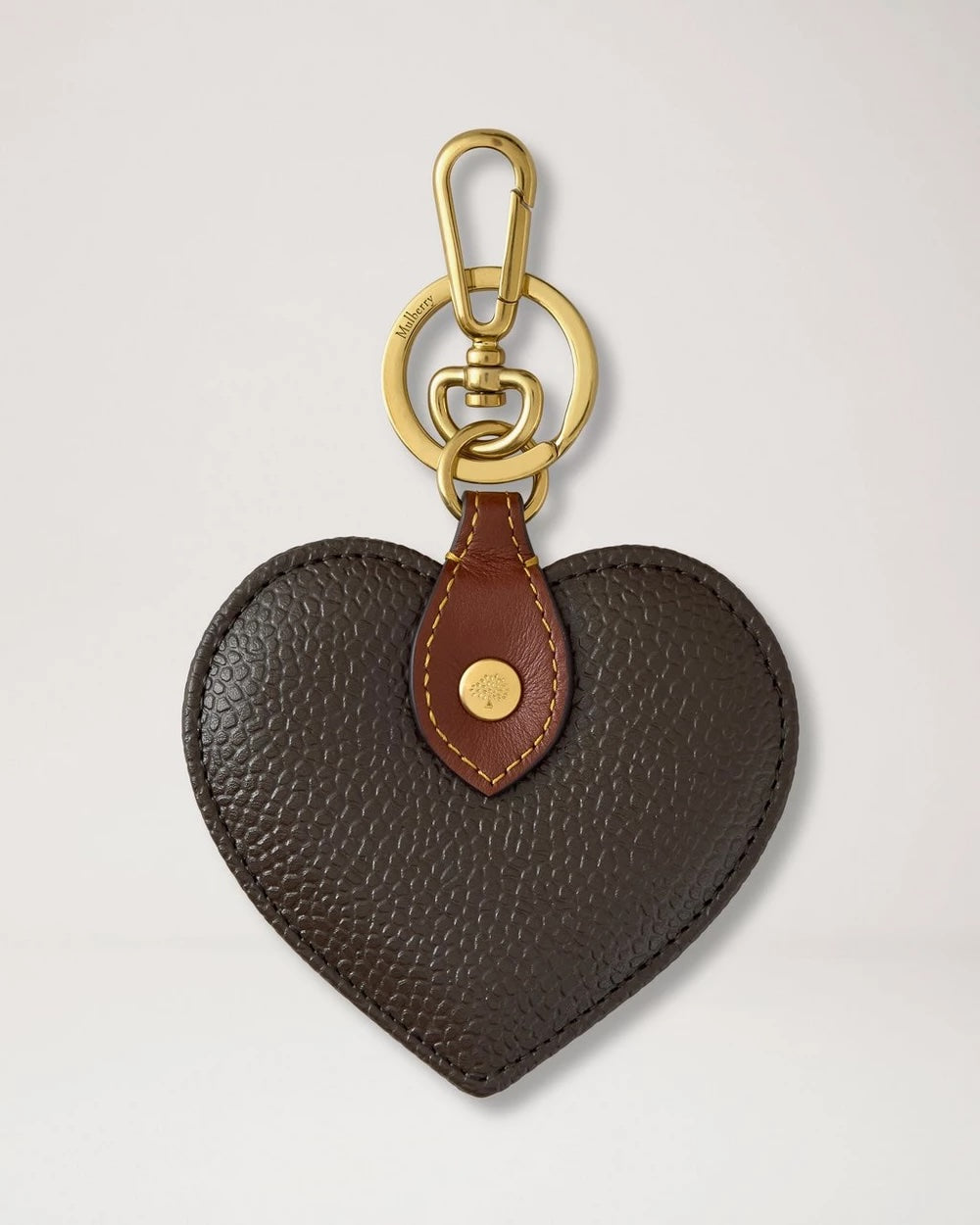 Heart Keyring Scotchgrain Mole-Cognac