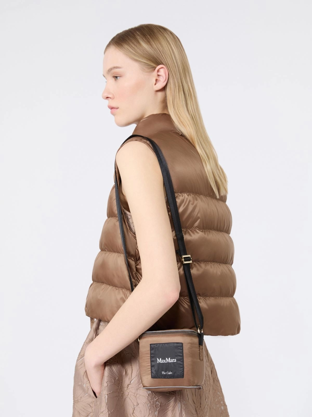 Padded cropped gilet - Honey