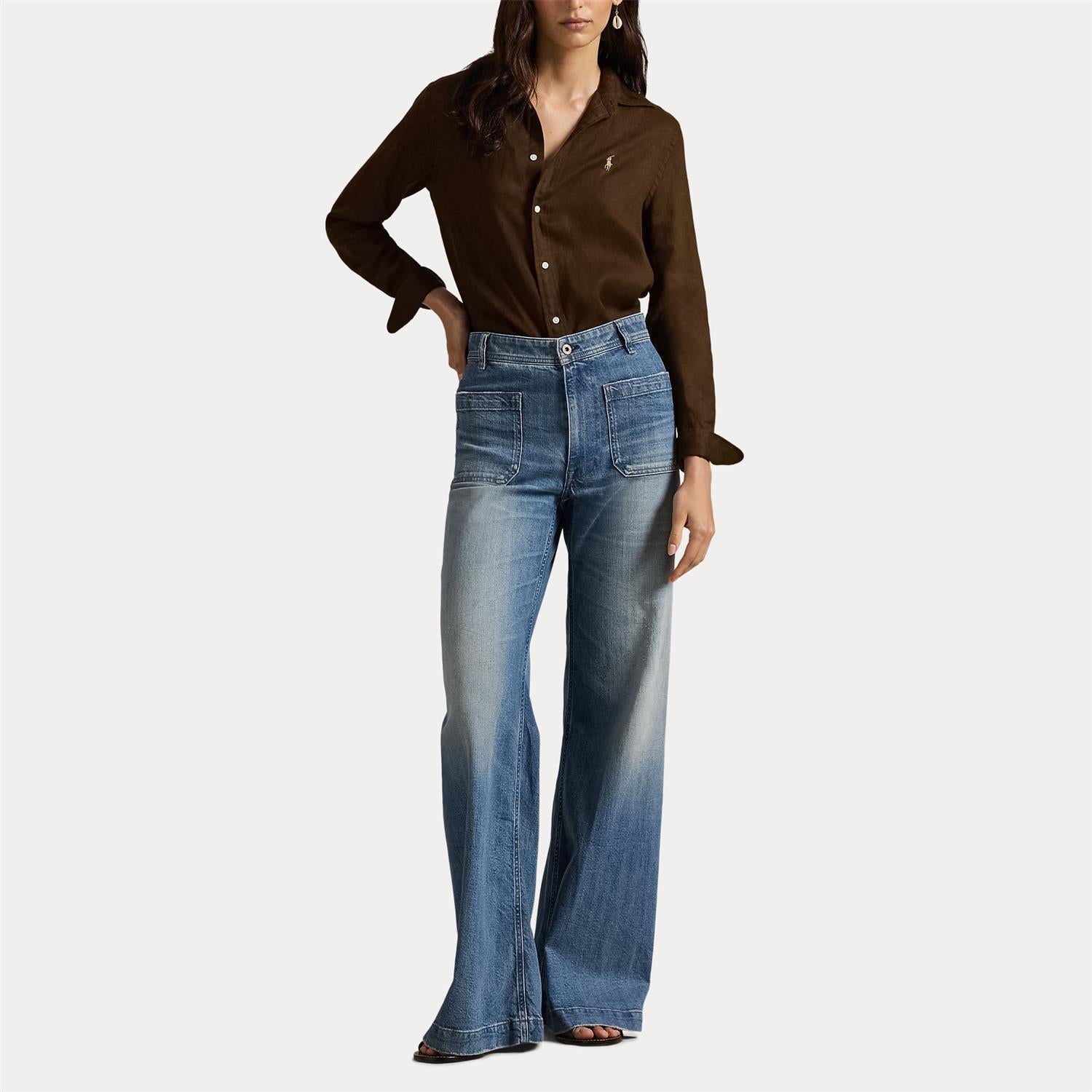 Classic-Long Sleeve-Button Front Shirt Dark Brown